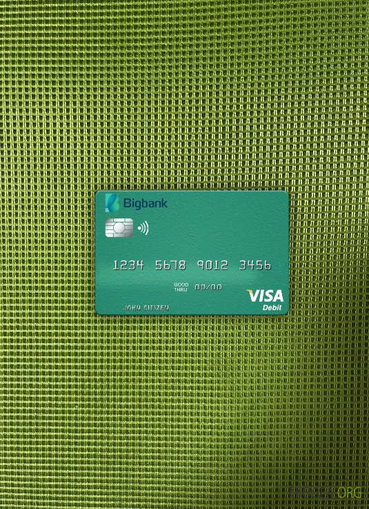 L'Estonie Bigbank visa carte de débit photolook , avant